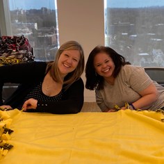 Employees packed care packages and made blankets for Bethesda Cares